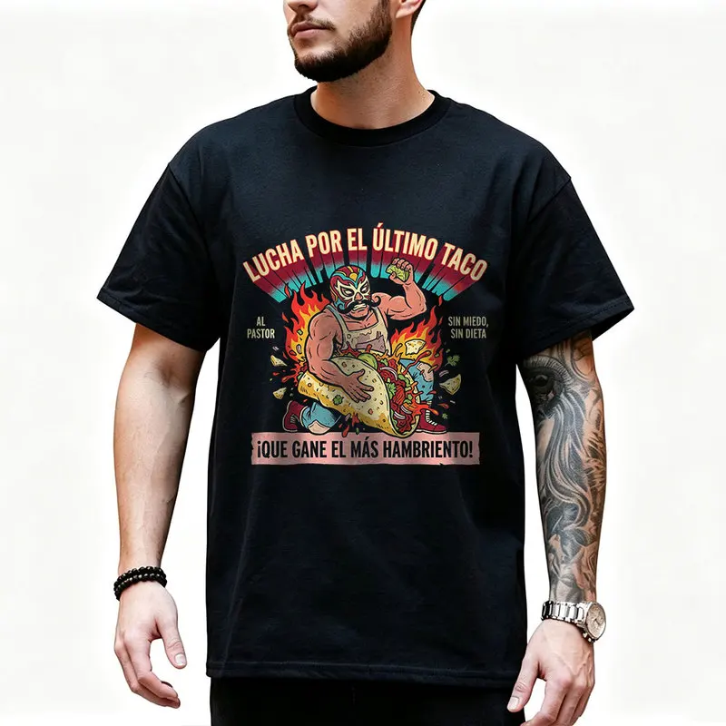 Funny Mexican Street Food Taco Graphic T Shirt 0912 Retro Dark Humor Mexican Culture Halloween Alternative Art Tee S-6XL