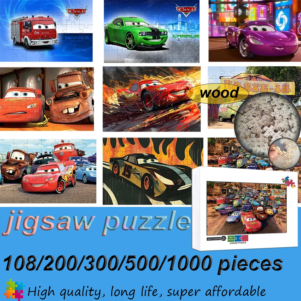 

Пазл Disney Pixar Cars 108/200/300/500/1000 шт. головоломки деревянные цельные пазлы для взрослых игрушки подарки