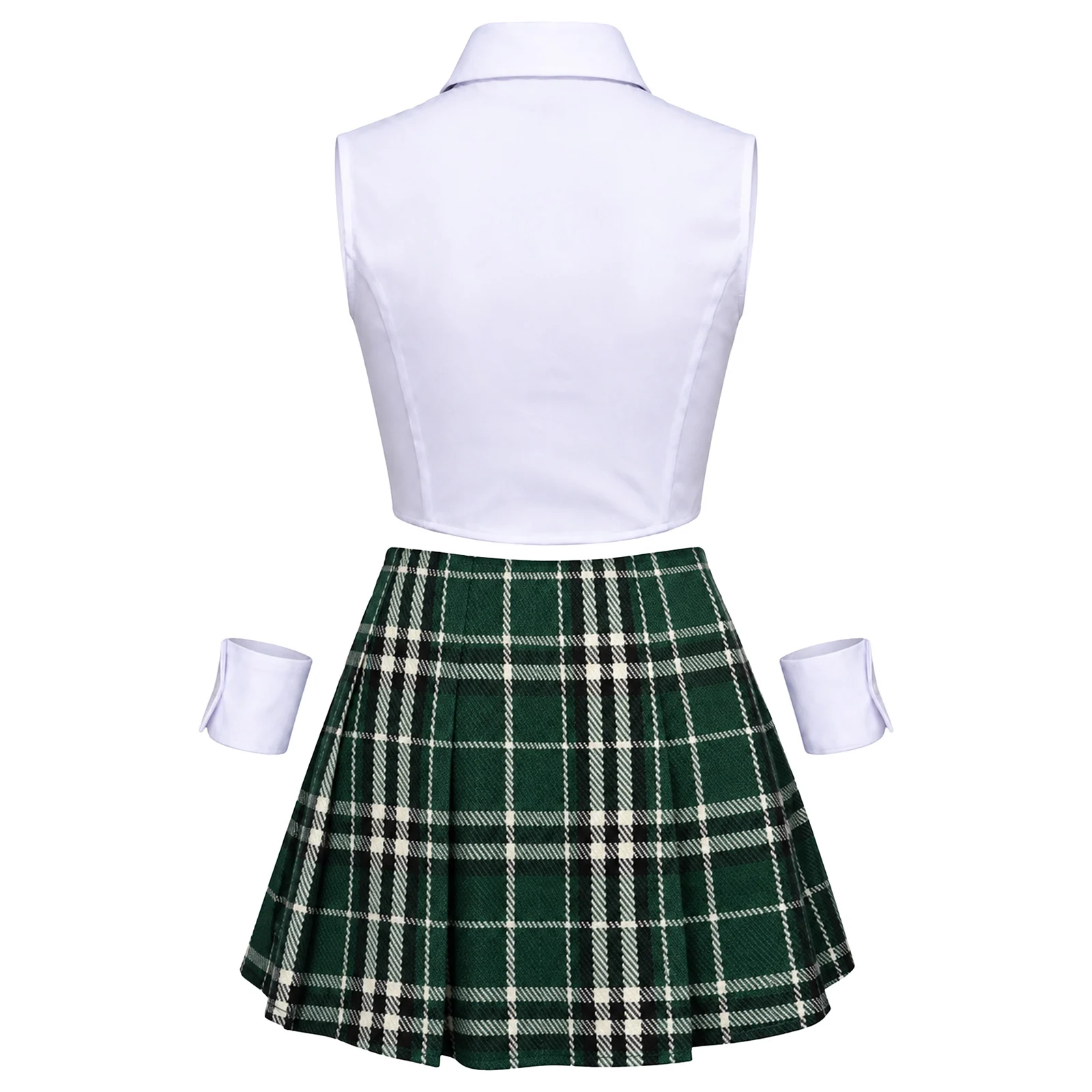 女性向けアニメ風コスチューム、学生服、日本の制服、韓国の制服、ハロウィーンのテーマパーティーにぴったりのクロップド丈トップスとスカートのセット。