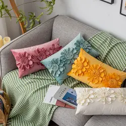 Solid Color Dutch Velvet Sofa Pillowcase Rectangular Textural Sunflower Chair Backrest Pillow Cover Bedside Waist Cushion Cover