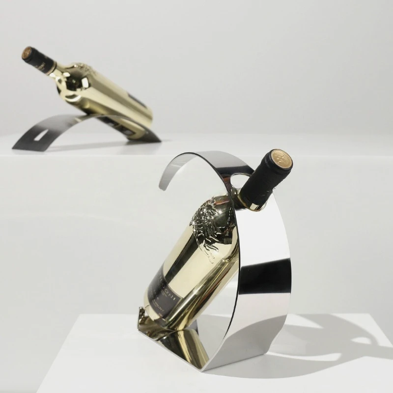 Modern stainless steel wine rack creative wine bottle rack bar counter home ornament sample