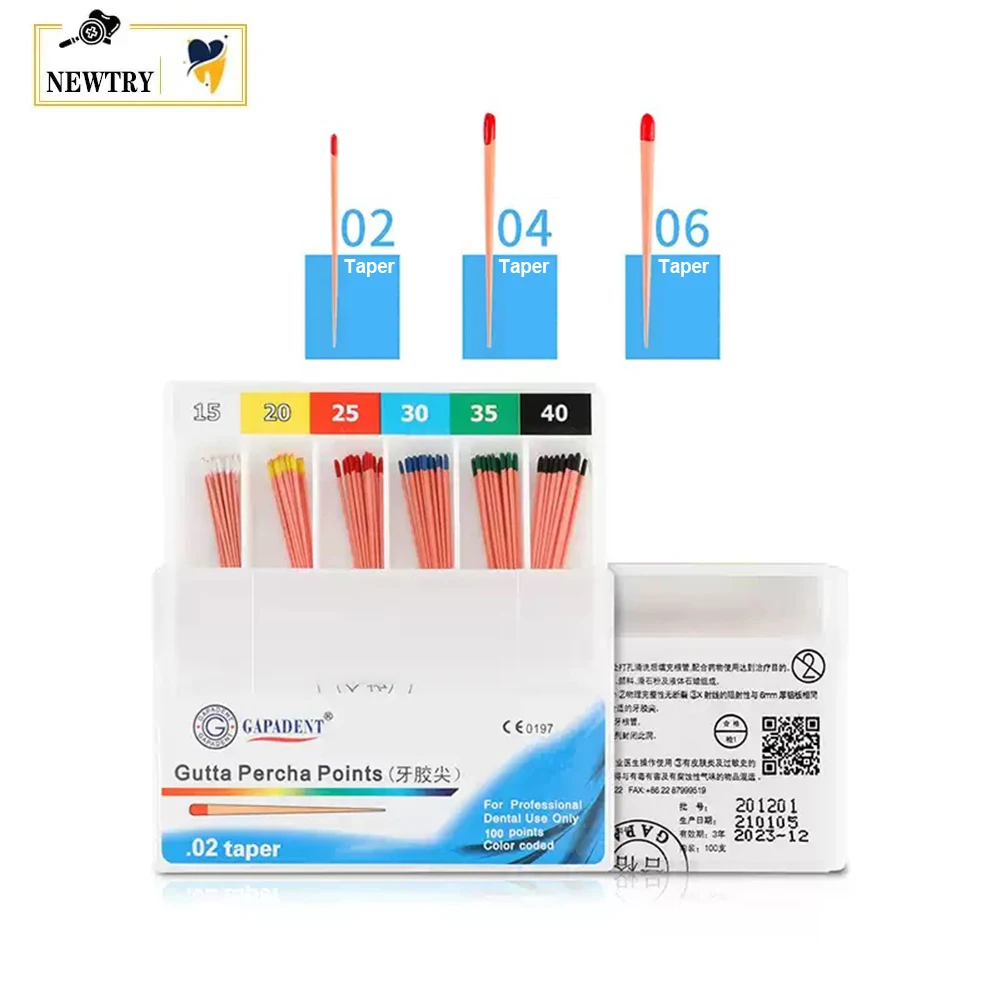 Durable Dental Gutta Percha Points Root Canal Therapy Endodontic Filling Fiber Tips GP 02/04/06 Taper #15-40 Cone Poles Material