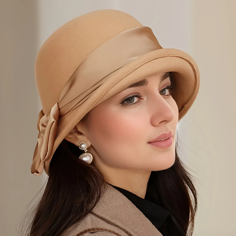 

Черная шерстяная твидовая панама, женская дышащая зимняя кепка в винтажном стиле с закрученными полями, подходящая для повседневных и официальных нарядов