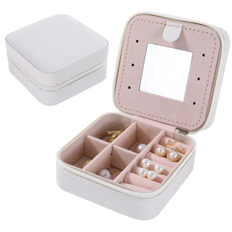 1PC Jewelry Organizer Display Travel Jewelry Case Boxes Portable Locket Necklace Jewelry Box Leather Storage Earring Ring Holder