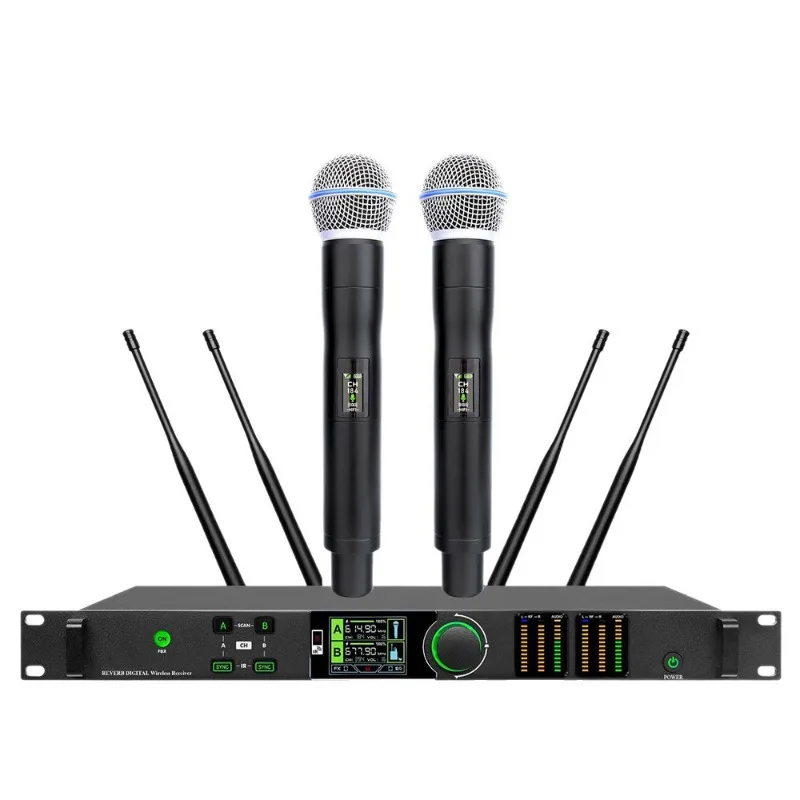 Anti-howling 200 meters true diversity wireless one-to-two/four microphone professional K TV performance outdoor activity