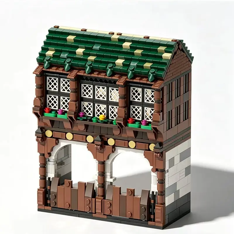 

MOC Medieval Street Scene Architecture Double-Layer Structure Small Particle Assembly Building Block Model Toy Ornament 889pcs