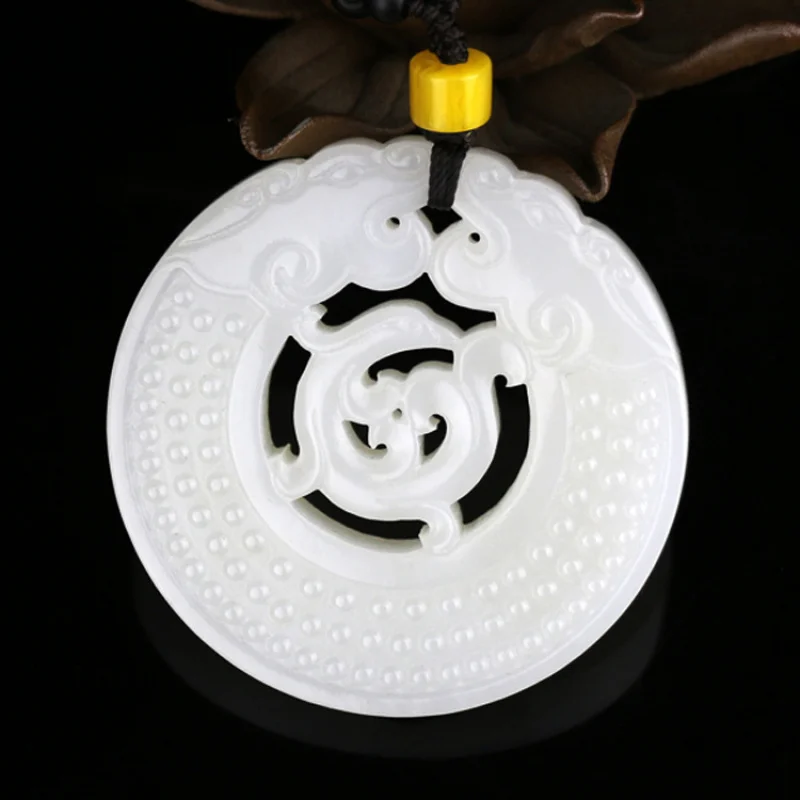 Hotan Sheep Fat White Jade Antique-Style Pendant Men and Women