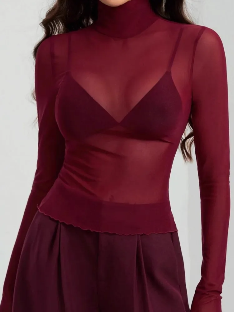 2026 New Autumn And Winter Women's Top Fashionable, Comfortable, Casual Temperament, Versatile For Commuting, Slim Fit Mesh Top