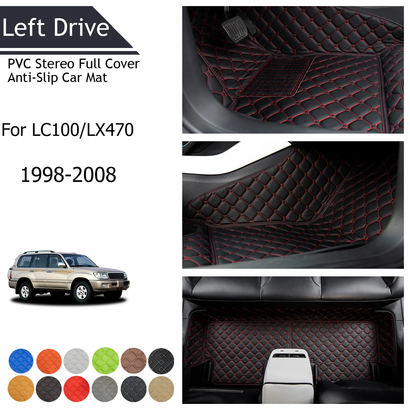 

TEGART【LHD】Fits for Toyota LC100/LX470 1998-2008 Three Layer PVC Stereo Full Cover Anti-Slip Car Mat Car Accessories