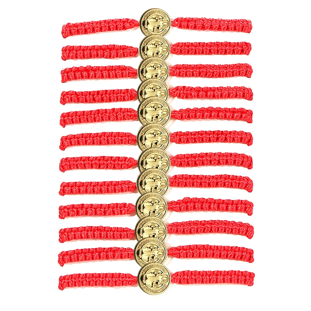 12 قطعة سان بينيتو أساور الأحمر الأسود سلسلة الدينية أساور هدية للنساء الرجال ليتل بنين والبنات