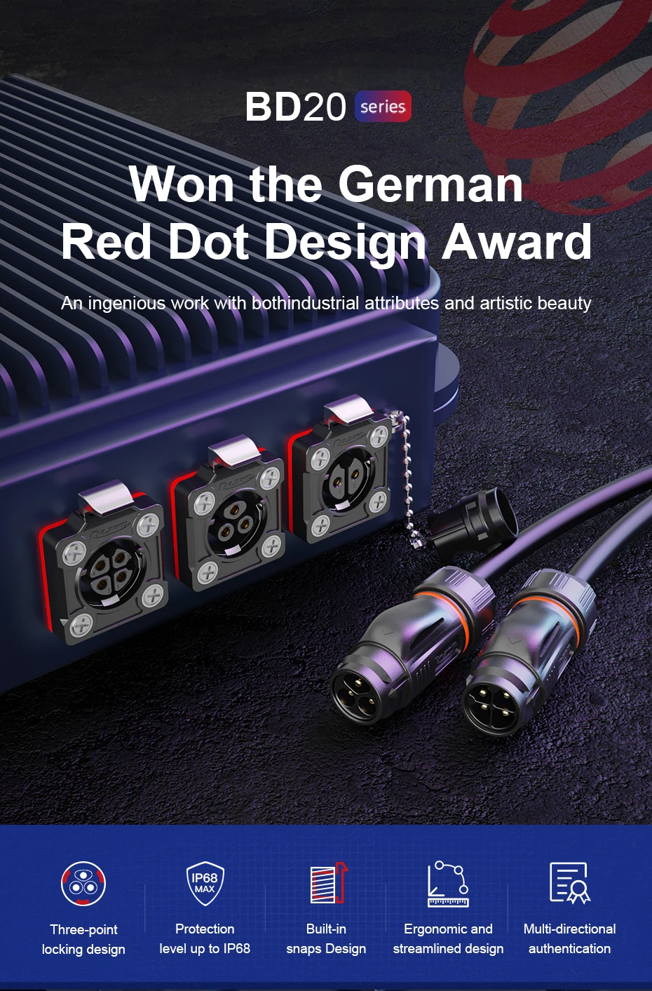 CNLINKO BD20 2-14-poliger wasserdichter Rundsteckverbinder IP68 PBT-Kunststoffgehäuse Lötanschluss Luftfahrtstecker Einbaubuchse für den Außenbereich – Detail 1