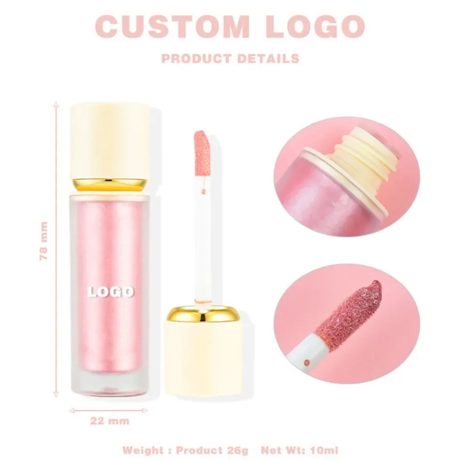 Custom 5colors Glitter Liquid Highlighter High Pigment Long Lasting Portable Easy To Apply Brightening Body&face Illuminator