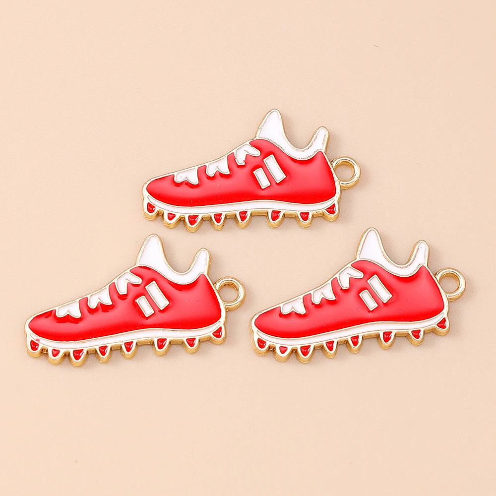 Leslie 10 Stück Niedliche Sneaker-Anhänger Emaille-Sportcharms für DIY Halsketten Ohrringe Handgemachte Schmuckherstellung – Detail 6