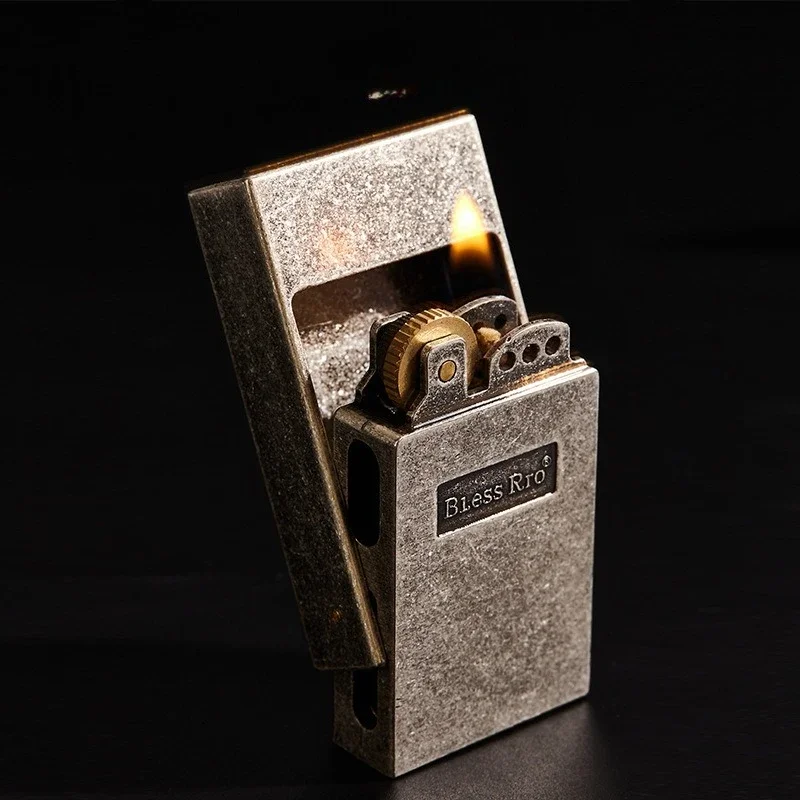

Handmade Metal Retro Drawer Petrol Lighter Vintage Drawer Oil Lighter Personalized Grinding Wheel Lighter Gadgets for Men