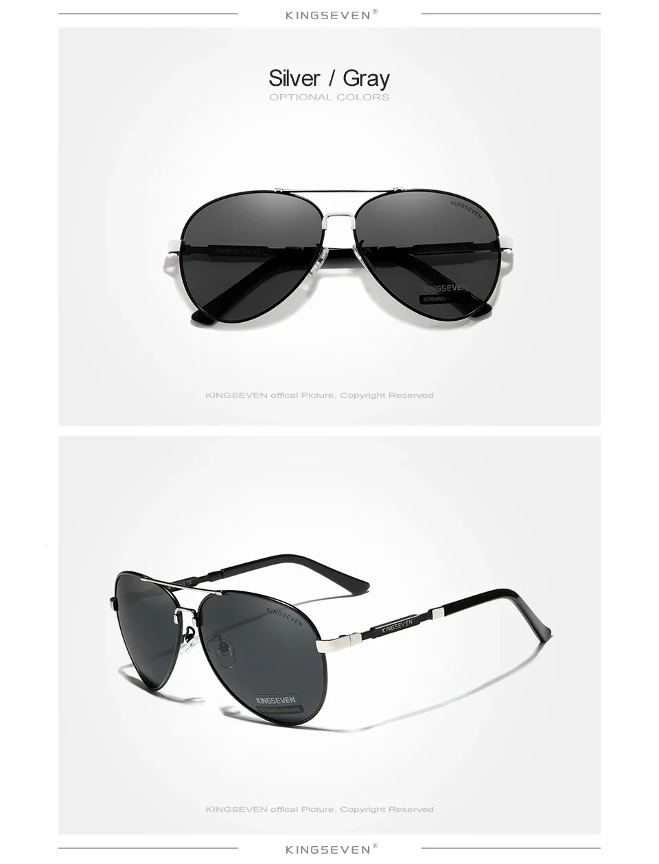 KINGSEVEN Mode Pilot Sonnenbrille Männer Polarisierte Fahren Pilot Anti-reflexion Gläser UV400 Objektiv Männlich Weiblich Kausalen Brillen – Detail 7
