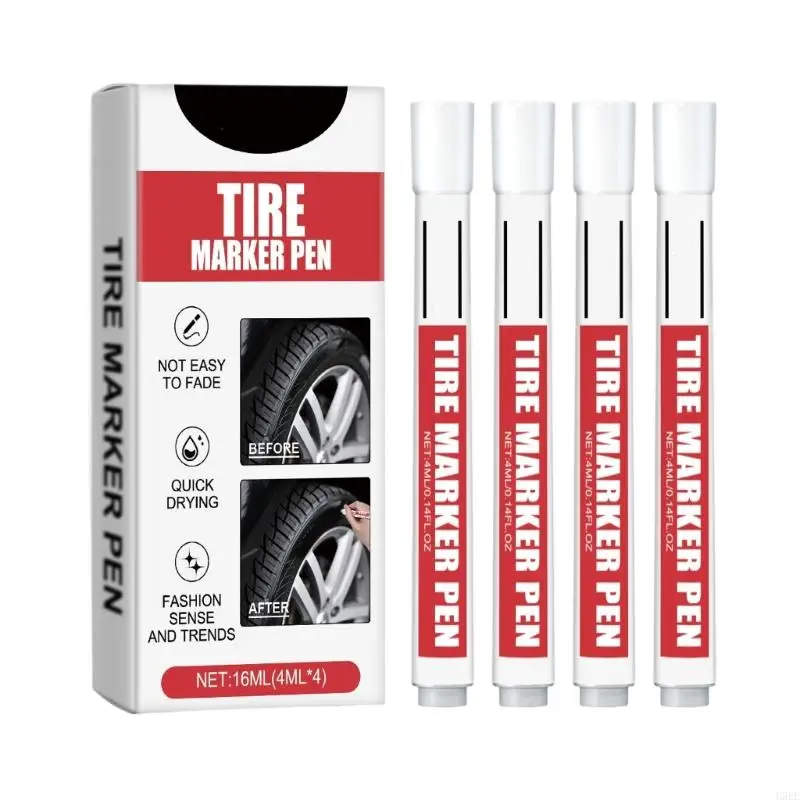 Pack Of 4 White Waterproof Tire Labeling Marker Pens High Capacity Long Lasting Tire Paint For Car Motorcycle Bike Tires H9EE