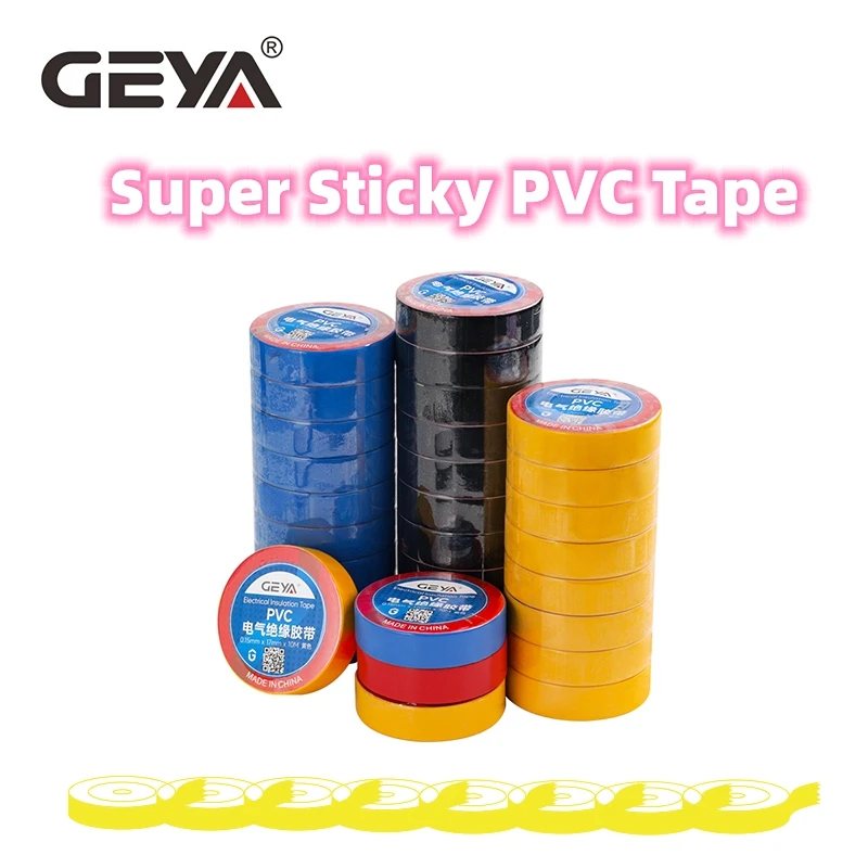 

GEYA 10M PVC Waterproof Self-adhesive Tape Flame Retardant Electrical Insulation Tapes Electrician Tape Black Red Blue Yellow