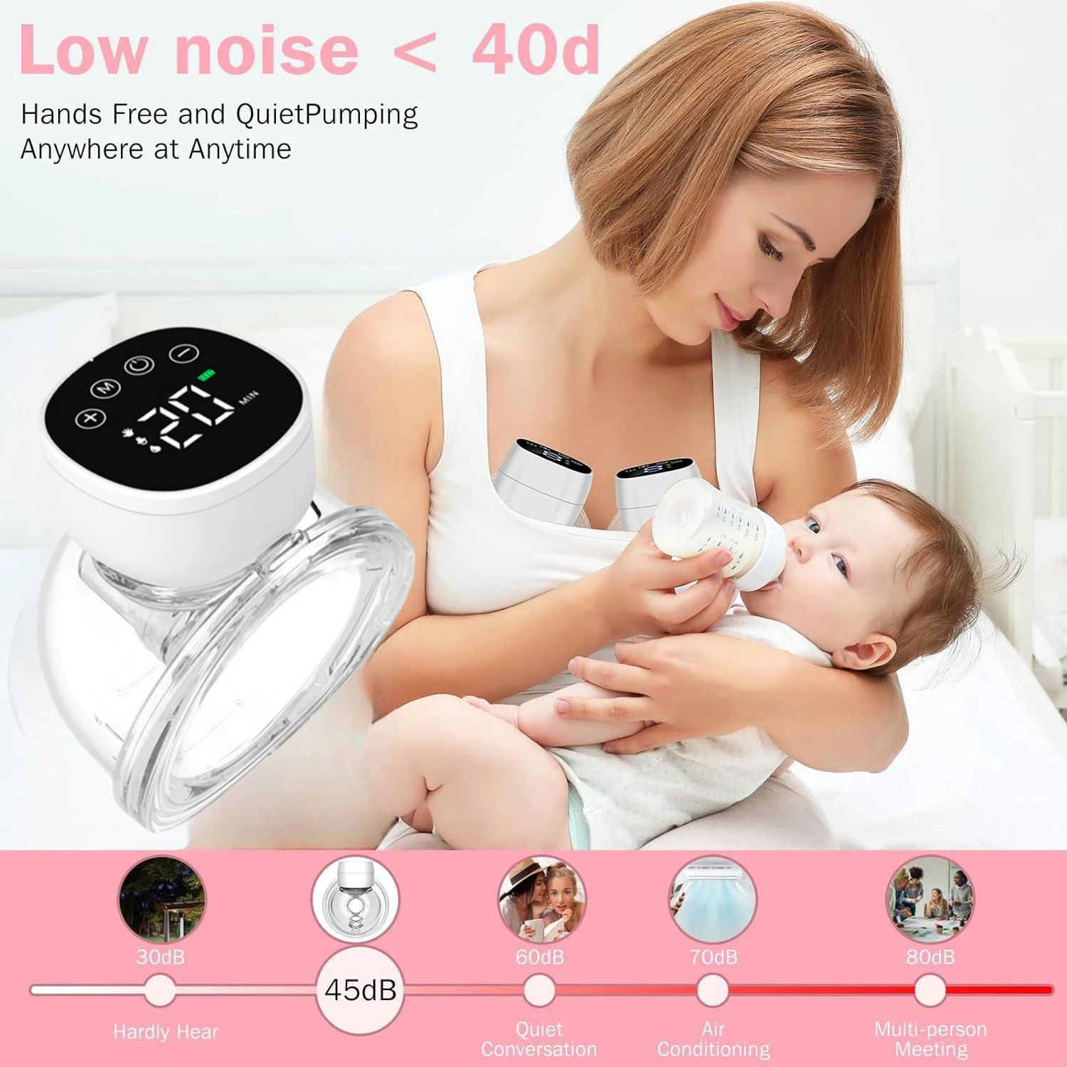 Wearable Electric Breast Pump Handsfree With Breastmilk Storage Bag&Collector LowNoise Powerful Suction Portable Breastmilk Pump