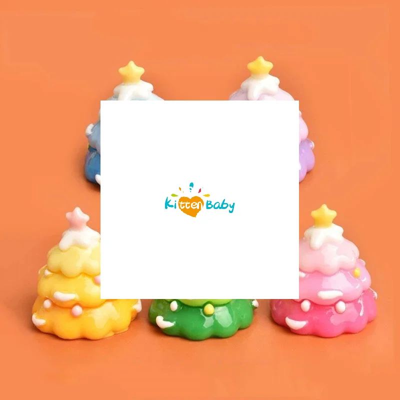 5개 미니 그라데이션 컬러 크리스마스 트리 케이크 음식 놀이 크림 글루 DIY 레진 장식품 크리스마스 장면 장식