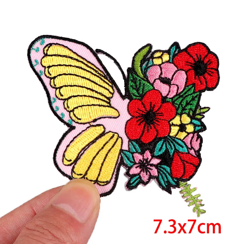 Flower/Skull Patch Punk Animal Embroidery Patch Iron On Patches For Clothing Butterfly Heart Embroidered Patches On Clothes DIY