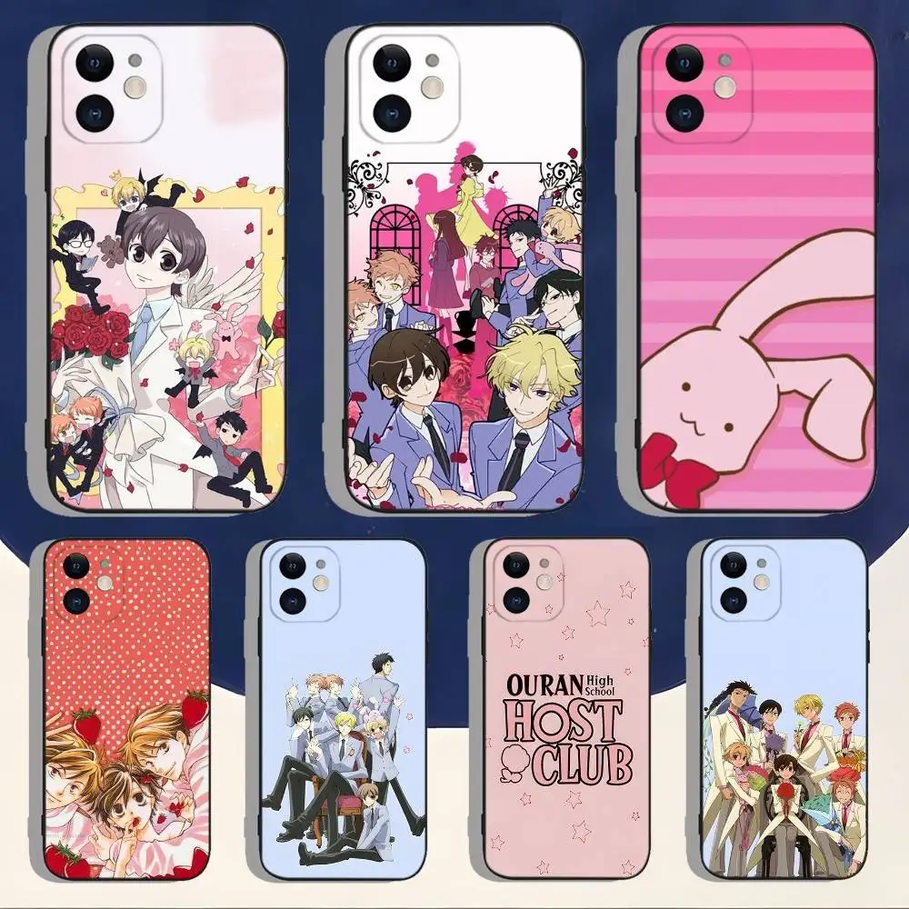 

Ouran High School Host Club Phone Case For iPhone 16,15,14,13,12,11,Pro,Max,Plus,X,XS,XR,SE,8,7,Mini,Soft Silicone Black Case