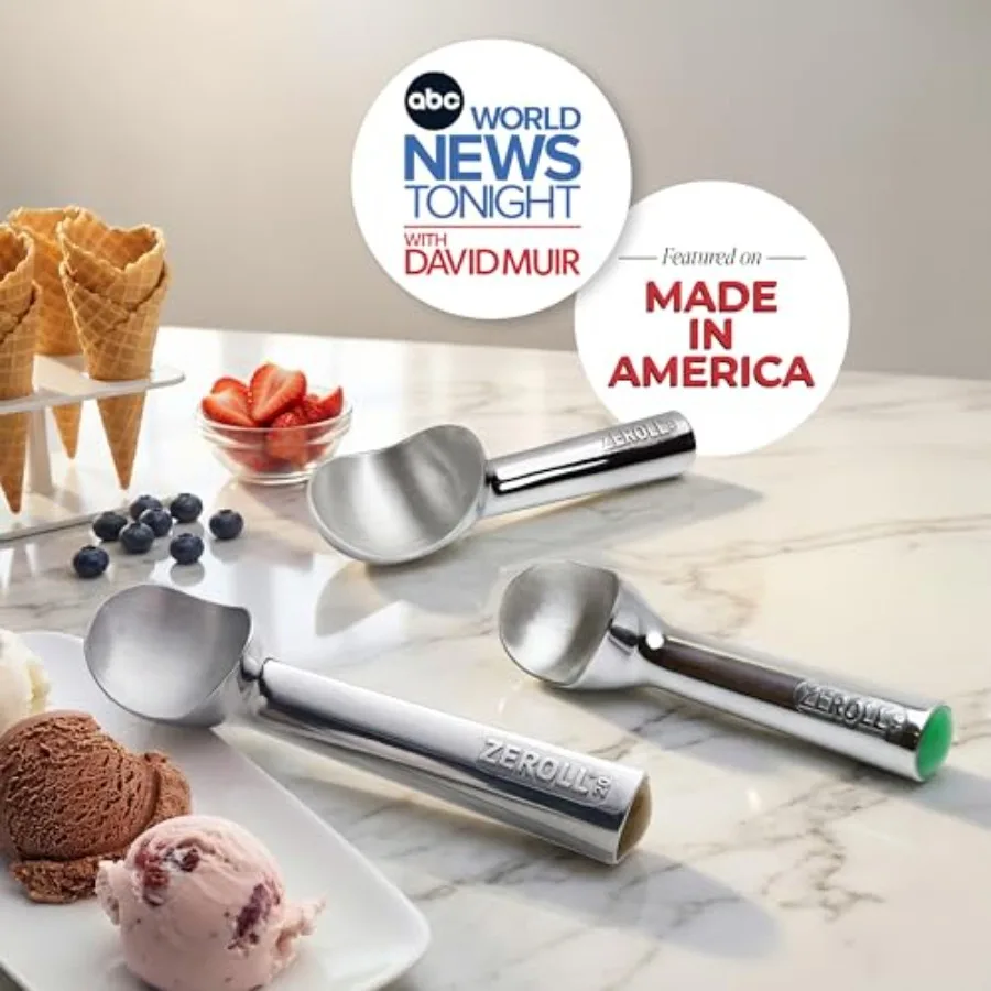 Original Ice Cream Scoop Unique Liquid Filled Heat Conductive Handle Simple One Pcs Aluminum Design Easy Release Made in USA,,S