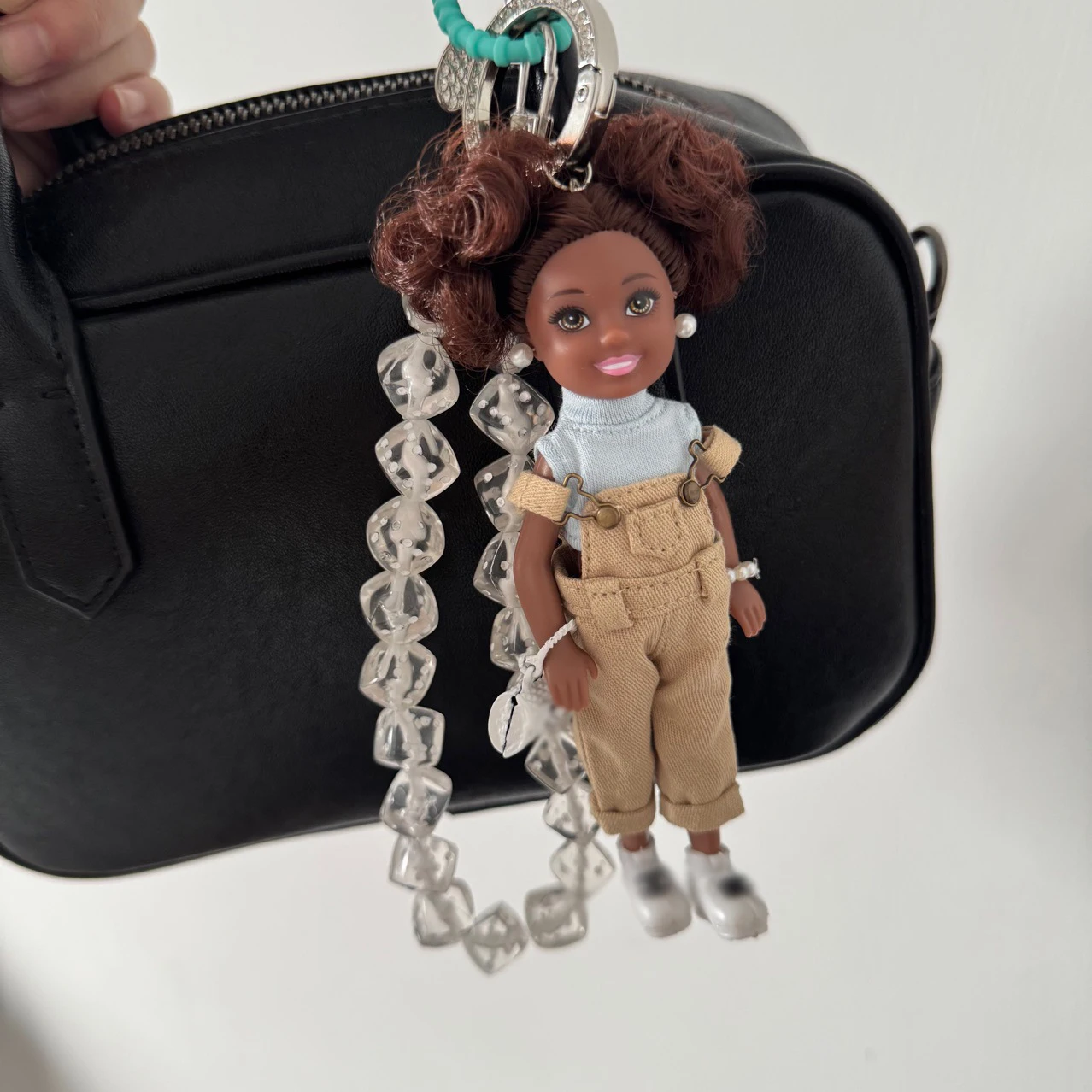 

New Sweet Spice Cowboy Strap Pants Girl Princess Doll Keychain Fashion African Black Skin Doll Bag Decor Keychain Pendant Toy