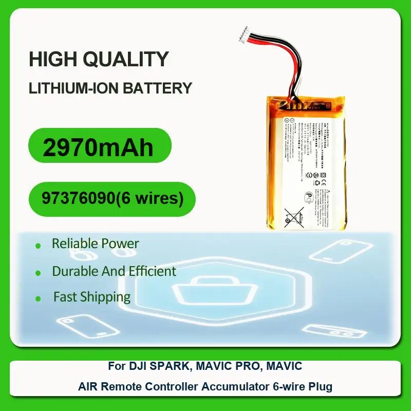 Drone Battery For DJI SPARK, MAVIC PRO, MAVIC AIR Remote Controller Accumulator 6-wire Plug 97376090(6 wires) 2970mAh
