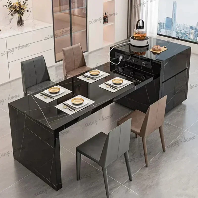 PG Kitchen Island Black Dining Table Heating Pad Modern Extending Dining Table Space Saving Side Mesas De Jantar Furniture Home