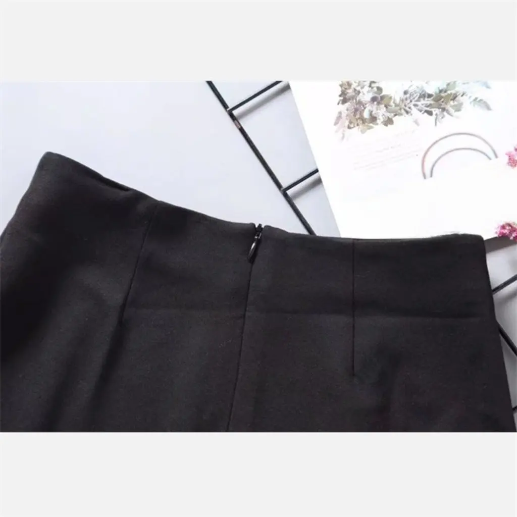 

YPFF Women's High Waist Slim-fit Skirt Solid Color Spring Summer Fashion European American Style Side Small Vent for Students