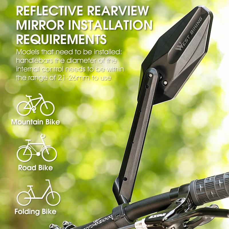 WEST BIKING Wide-Angle HD Bicycle Rearview Mirror Adjustable Safety MTB Road Bike Back Sight Reflector Cycling Accessories