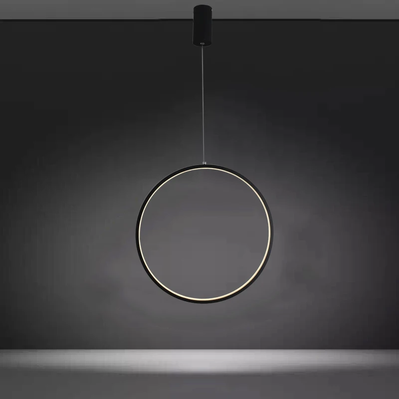 Modern Hanging Circle Round Pendant Light Creative Vertical Ring Pendant Lamp for Dining Room Office Simple Lighting Fixture