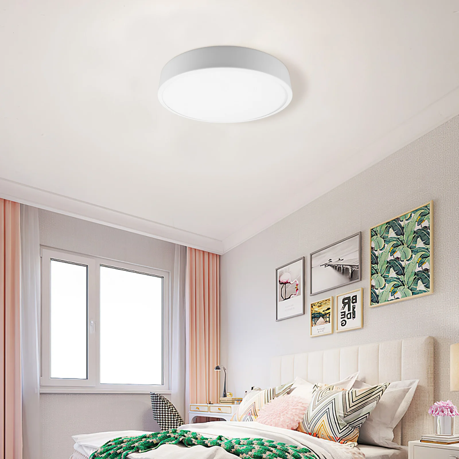 

30Cm 11.8" Plastic Ceiling Light Cover Round Flush Mount Lamp Shade Replacement For Bedroom Living Room Kitchen Office Bathroom