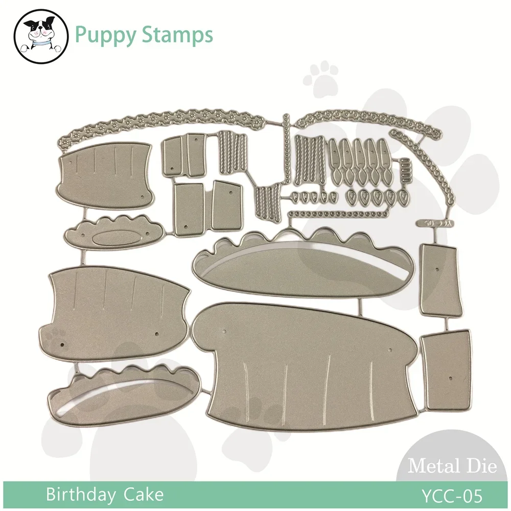 

PUPPY STAMP Big Birthday Cake Metal Cutting Dies Scrapbook Embossed Make Paper Card Album Diy Craft Template Decoration