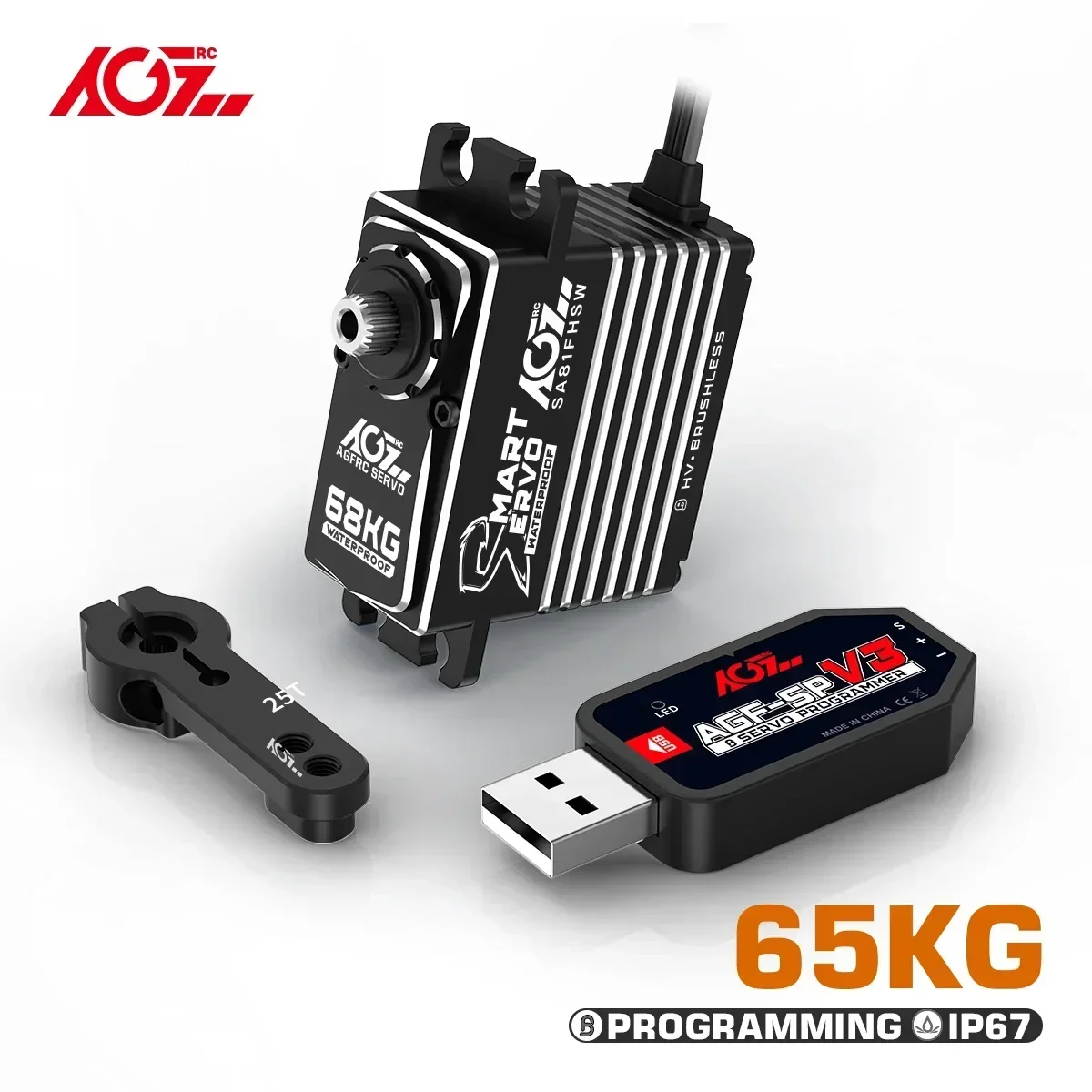 AGFRC SA81FHSW 68KG Waterdicht Monster Torque Steel Gear Borstelloze Grote Smart HV Digitale Servo Voor RC Auto Boot Lier Vliegtuigen