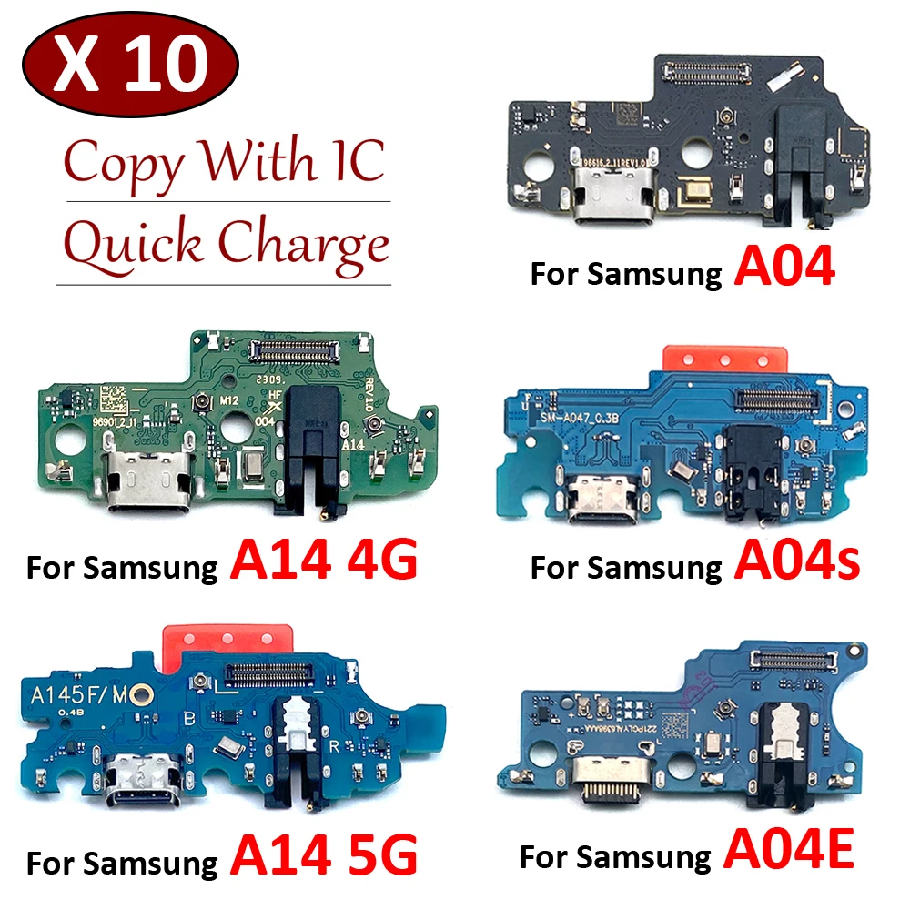 USB 충전 포트 커넥터 충전 보드 플렉스 케이블, 삼성 A04, A04s, A04E, A14, A24, A34, A15s, A23, A33, A53, A05, A05s, 4G, 5G 용, 10 개