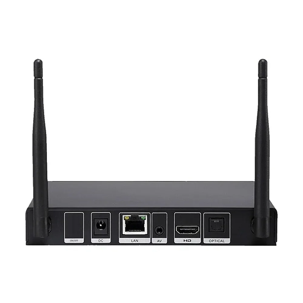 Portrait landscape orientation 4K Network android digital signage advertising player box for mp4 video audio music images ticker