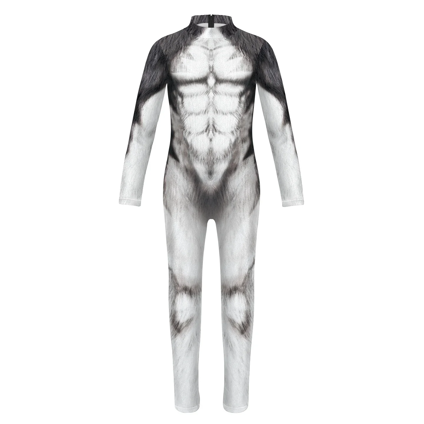 Teanoon Funny Creative Cosplay Costume Tiger Wolf Milk Cow Printed Kids Zentai Bodysuit Jumpsuit Spandex Halloween Clothes