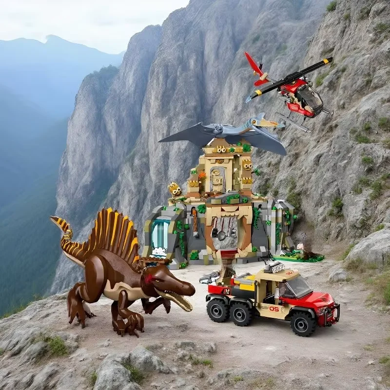 

World park Spinosaurus and Quetzalcoatlus Aerial Mission‌ Dinosaur Building Blocks Model Assembly Toys Kids Gifts 76976