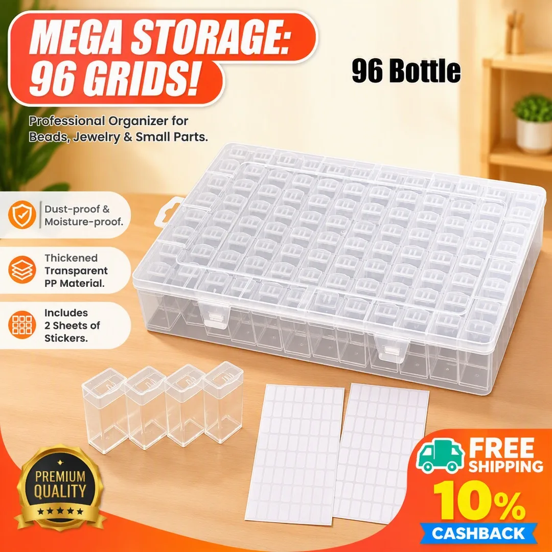 32/40/96-Bottle Diamond Painting Storage Boxes, Including , Label Stickers, Diy Organization And Storage Tools.