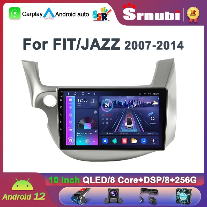

Srnubi Android 12,0 автомобильное радио для HONDA FIT JAZZ 2007-2014 мультимедийный видеоплеер 2Din 4G GPS навигация Carplay DVD головное устройство