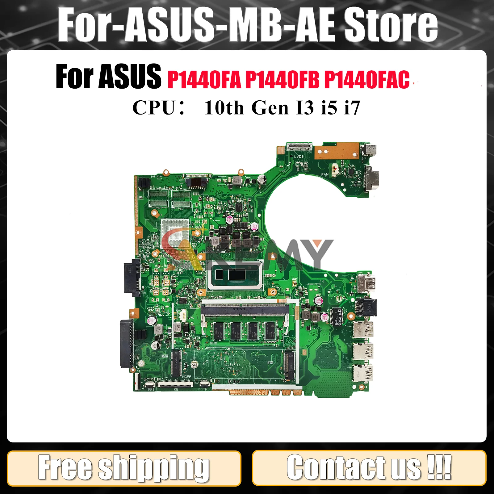 

P1440FA Laptop Motherboard For ASUS ProArt P1440FAC P1440FB P1440FA P1440F Mainboard With 10th Gen I3 i5 i7 100% tests OK stk