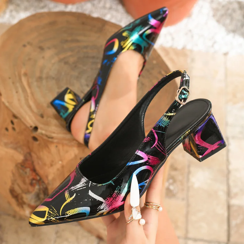 

Women's summer sandals2026New pointed-toe chunky heel high-heeled shoes