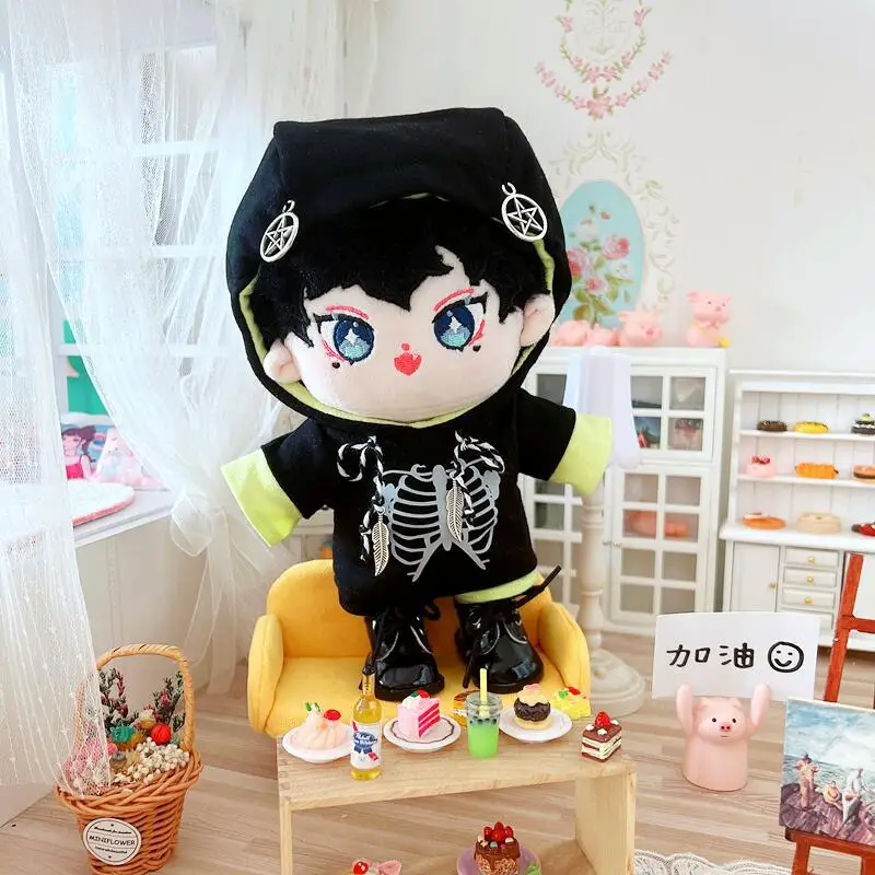 

20CM Star Doll Clothes Hoodie+Shorts Skeleton Halloween Dress Up Cute Plush Dolls Accessories Kpop EXO idol Dolls Gift DIY Toys