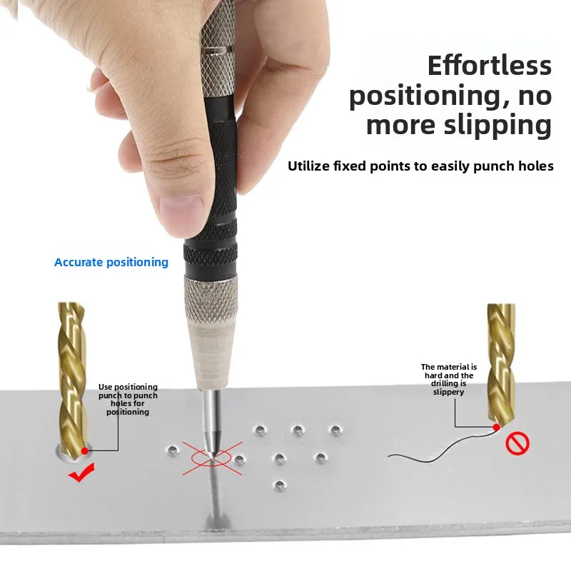 Auto Center Puncher Hole Marker Wood Metal Steel Spring Load Kerner Drill Locator Heavy Duty Punch Carpentry Automatic Hand Tool