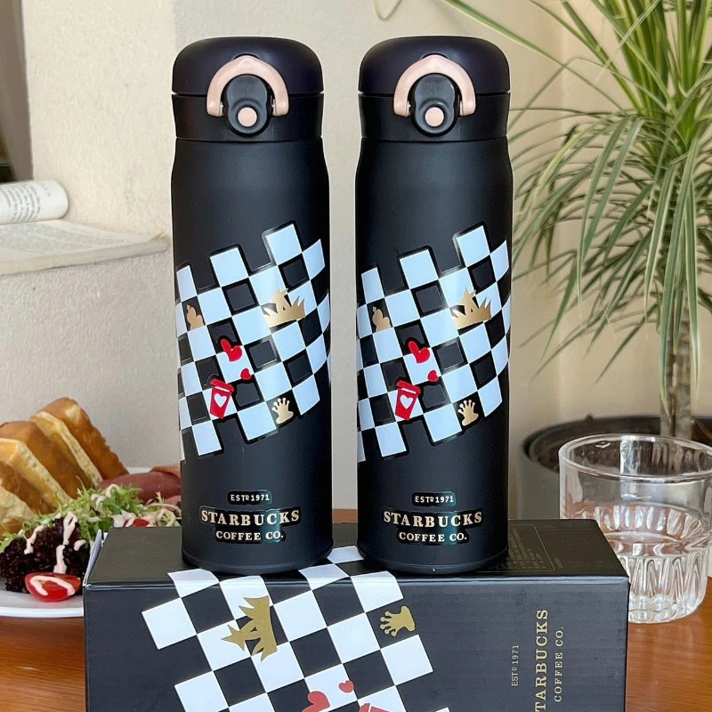 Термос Starbucks Crown Checkerboard из нержавеющей стали, роскошная портативная бутылка для воды для мужчин и женщин, для офиса и путешествий