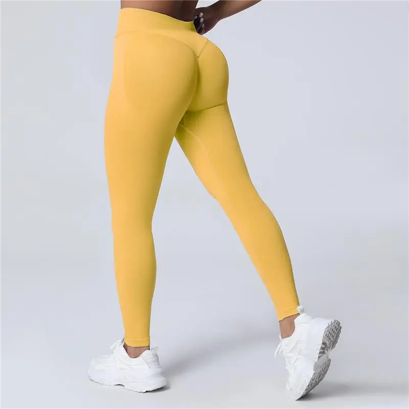Leggings de sport sans couture pour femmes, pantalons de Yoga, taille haute, vêtements de gymnastique, Fitness, vêtements d'entraînement, collants froissés