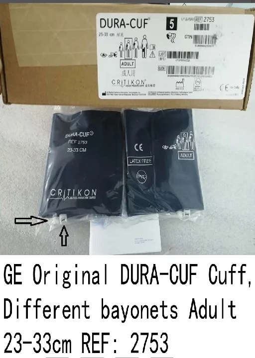 

Оригинальный набор манжет для измерения артериального давления GE с трубкой и защелкивающимися разъемами «папа/гнездо» для монитора пациента — размер для взрослых 23-33 см