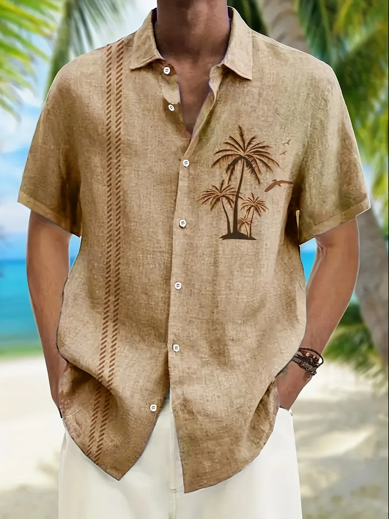 2023 Coconut Tree Shirts For Men Printed Men\'s Hawaiian Shirt Beach 4xl Short Sleeve Fashion Tops Tee Shirt Man Blouse