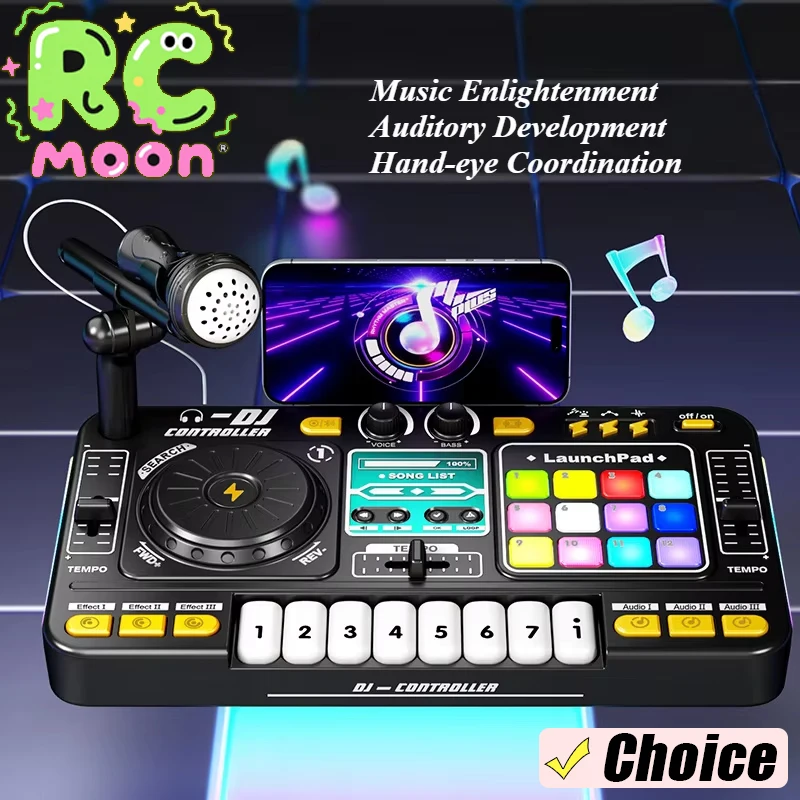 Tocadiscos de DJ para niños, inalámbrico, estable, con micrófono, mezclador de DJ Musical ligero, juguetes educativos multifuncionales para niños